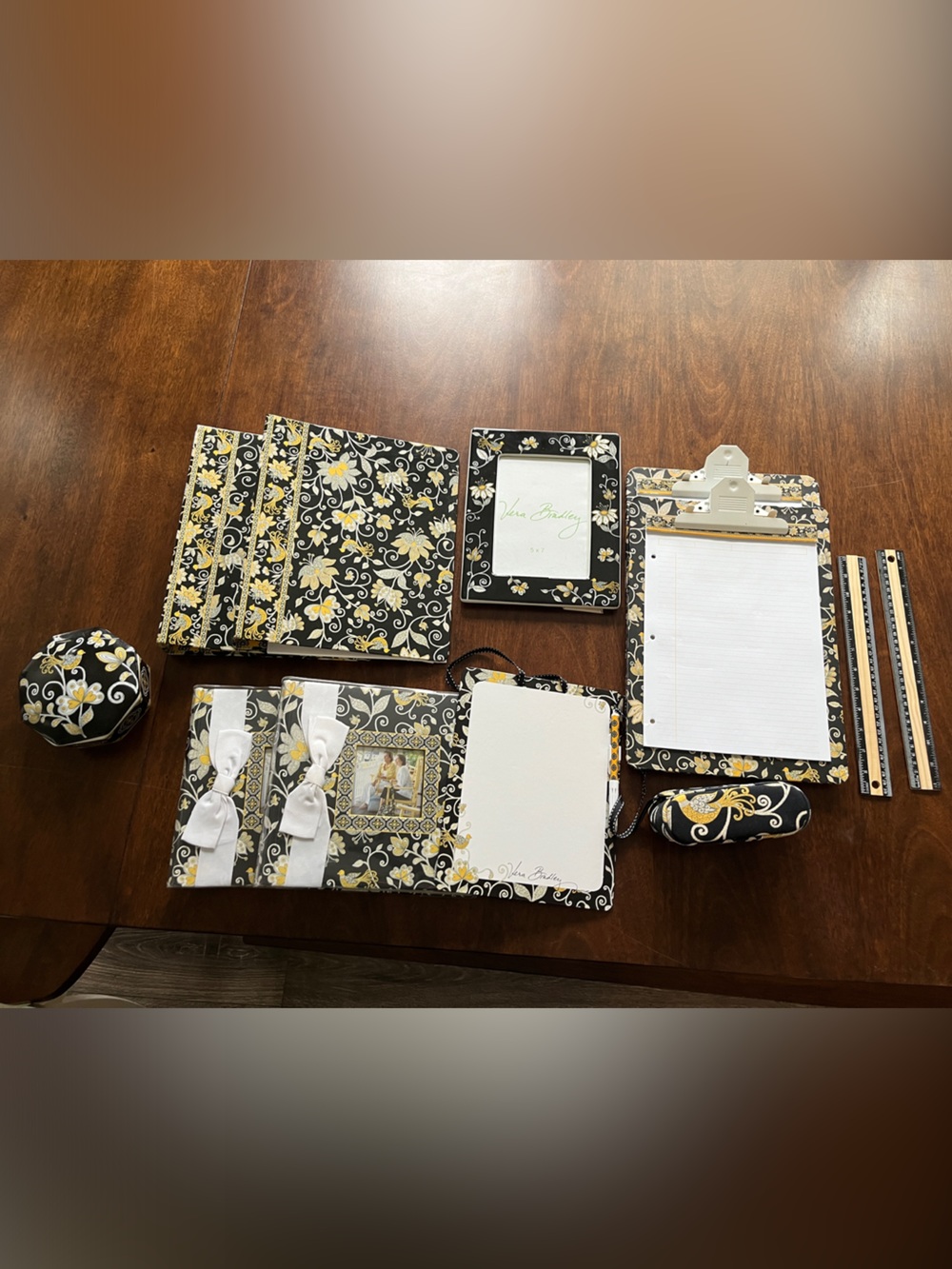Vera Bradley Black Yellow Floral Home Office Set